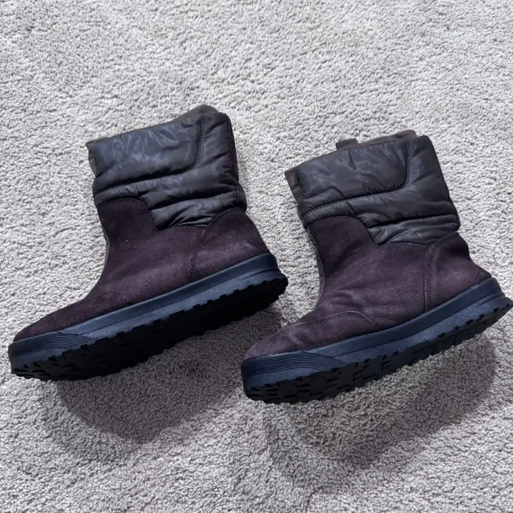 Lands End Commuter Suede Leather Brown Winter Pull On Boots Women's Size 9.5